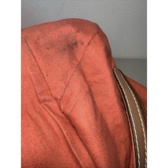 Fossil Beachy Striped Faux Leather Canvas Bag Zipper Dual Handle Pockets Boho - Picture 16 of 16